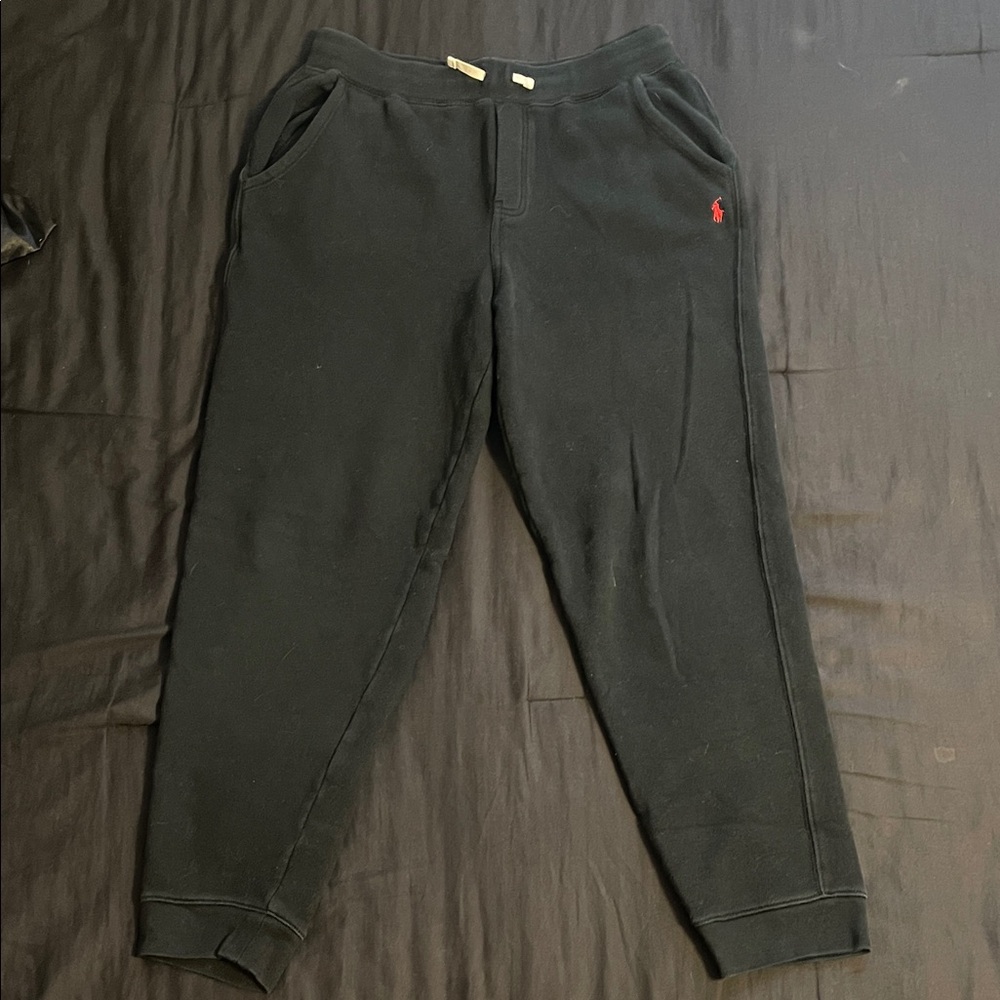 Polo Ralph Lauren Men’s Black Joggers with Red Logo